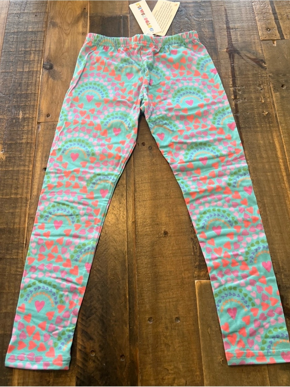Dot Dot Smile size 7 girls rainbow hearts leggings new